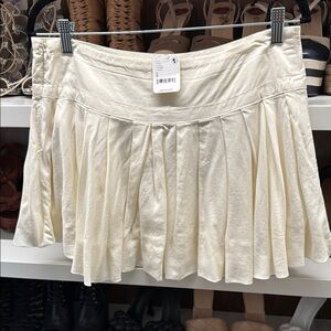 Free People Cream Pleated Mini Skirt